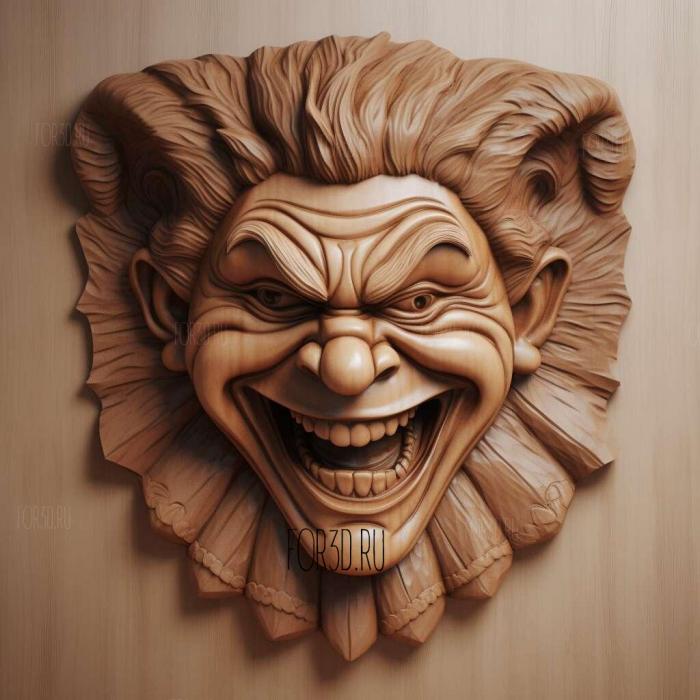 Joker grinning 4 stl model for CNC